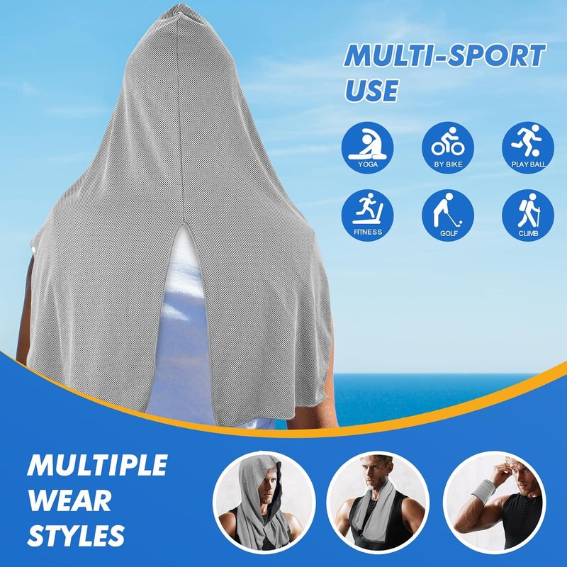 CASITE 3 Pack Cooling Hoodie Towels for Neck and Face, UPF 50 Sun Protection & Instant Cooling, Ice Towels for Hot Weather, Soft Breathable Towel for Sport, Work Out, Gym, Camping & More Activities - Image 5
